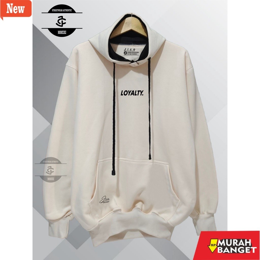 hoodie pria recomended shopee Hoodie Sweater Pria Wanita Oversize Warna Krem List Loyalty Brand Orig