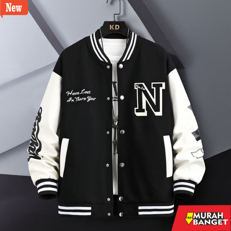 jaket kulit pria garut JAKET VARSITY HOODIE ZIPPER JAKET BASEBALL PRIA WANITA JUMBO (S-6XL) INISIAL 