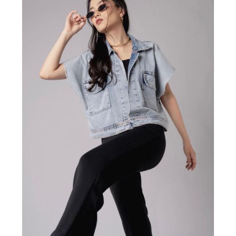 RKPERWIRA - ZFS FASHION JAKET WANITA BILA / CASSANDRA JACKET ROMPI OVERSIZE / Jaket jeans rompi wani