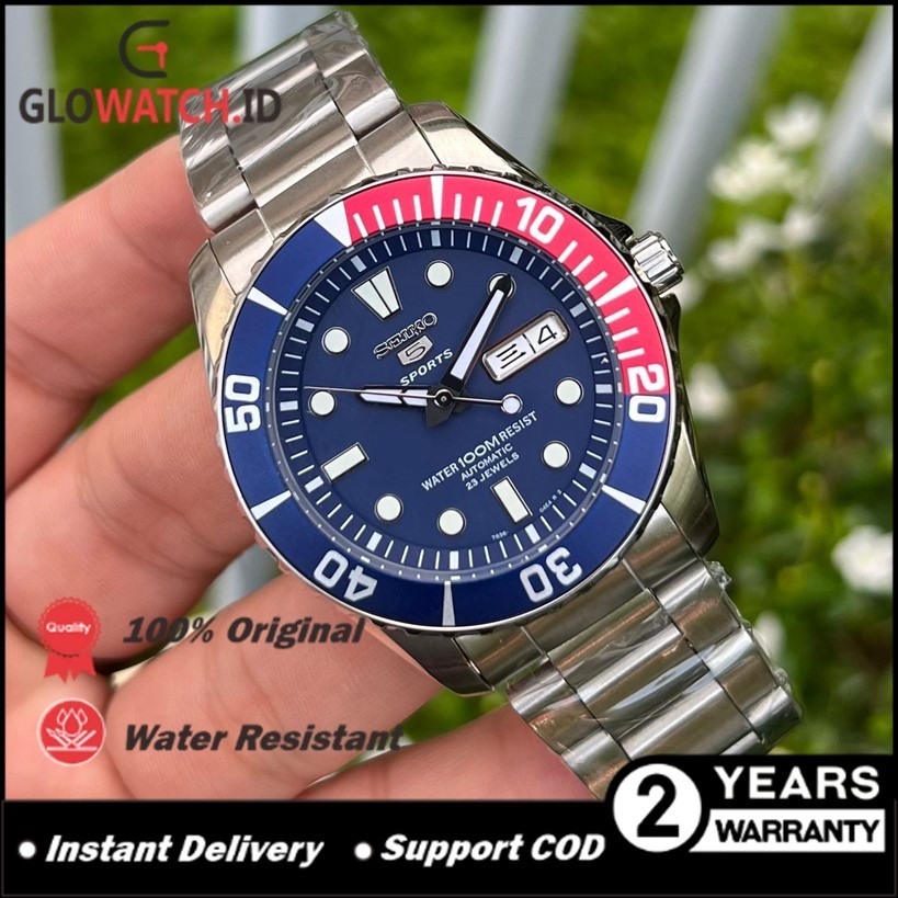 Jam Tangan Pria Seiko 5 Sports SNZF15K1 Sea Urchin Pepsi Automatic Original (Garansi 2 tahun) / Supp