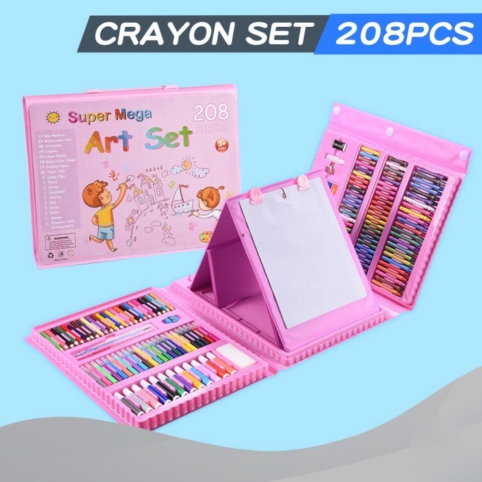 

Crayon Krayon Set 208 Pcs Alat Menggambar Lukis Mewarnai - Pink
