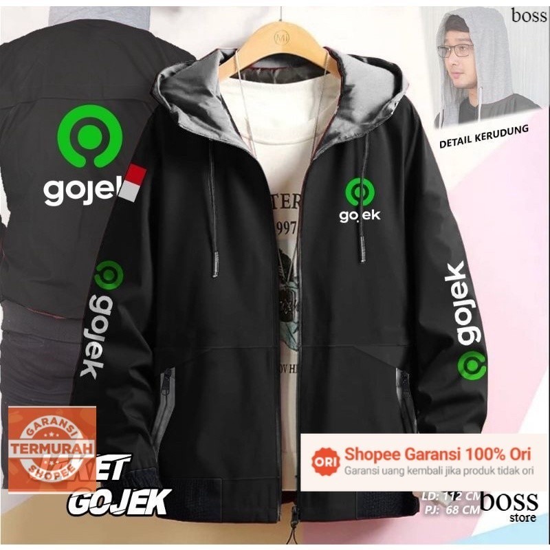 JAKET PRIA BOLAK BALIK KEREN BOMBER HOODIE SABLON GOJEK / GRAB