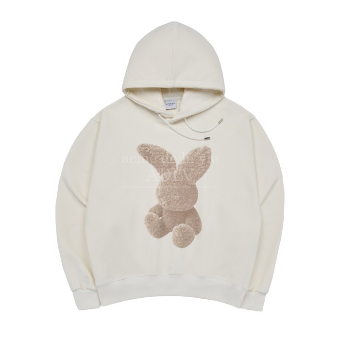 ADLV CREAM FUZZY RABBIT HOODIE WHITE