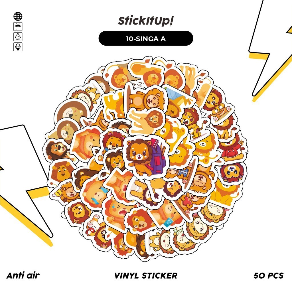 

COD✨ 50 Pcs Stiker Pack Graffiti Motif Kartun Hewan Singa Lucu Lucu Aesthetic Vynil Waterproof untuk Freebies Sticker Buku Journal Casing HP Laptop