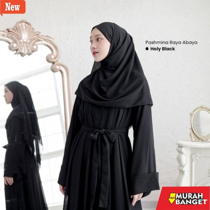 abaya shopee haul 2024 ABAYA MEDINA GAMIS (SET PASHMINA) OUTER MENYATU / ABAYA BASIC HITAM TURKEY AR