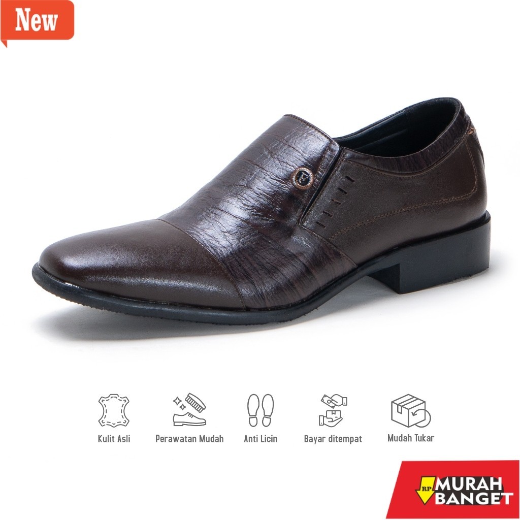Sepatu kerja pria yg terbaru dan viral- Sepatu Pria Pantofel Formal Original Leather Fordza F7004