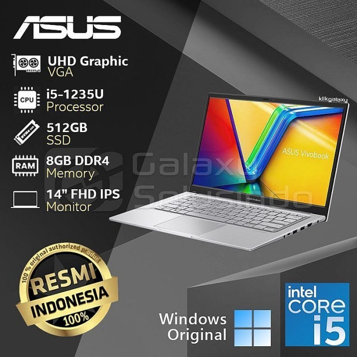 Asus Vivobook 14 A1404ZA Core i5-1235U 512GB SSD 8GB RAM - Notebook - VIPS553 SILVER