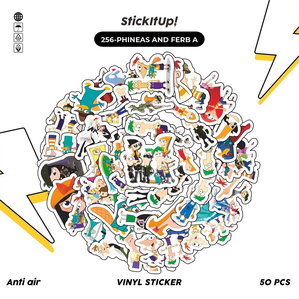 

COD✨ 50 Pcs Stiker Pack Motif Kartun Phineas and Ferb Lucu Aesthetic Vynil Waterproof untuk Freebies Sticker Buku Journal Casing HP Laptop
