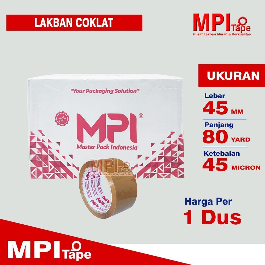 

1 Dus - Lakban Cokelat MPI 45 mm x 80 yard - Lakban Packing - MPI