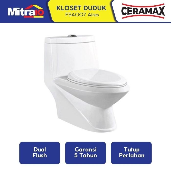 Ceramax Kloset Duduk Satu Bagian FSA 0077 42cm x 74cm x 71cm Putih