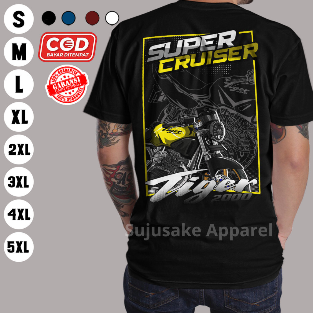 Baju Kaos Atasan Pria Cowok Honda Tiger Gank Lama Tilam Tilas Super Cruiser Supercruiser Herex Herek