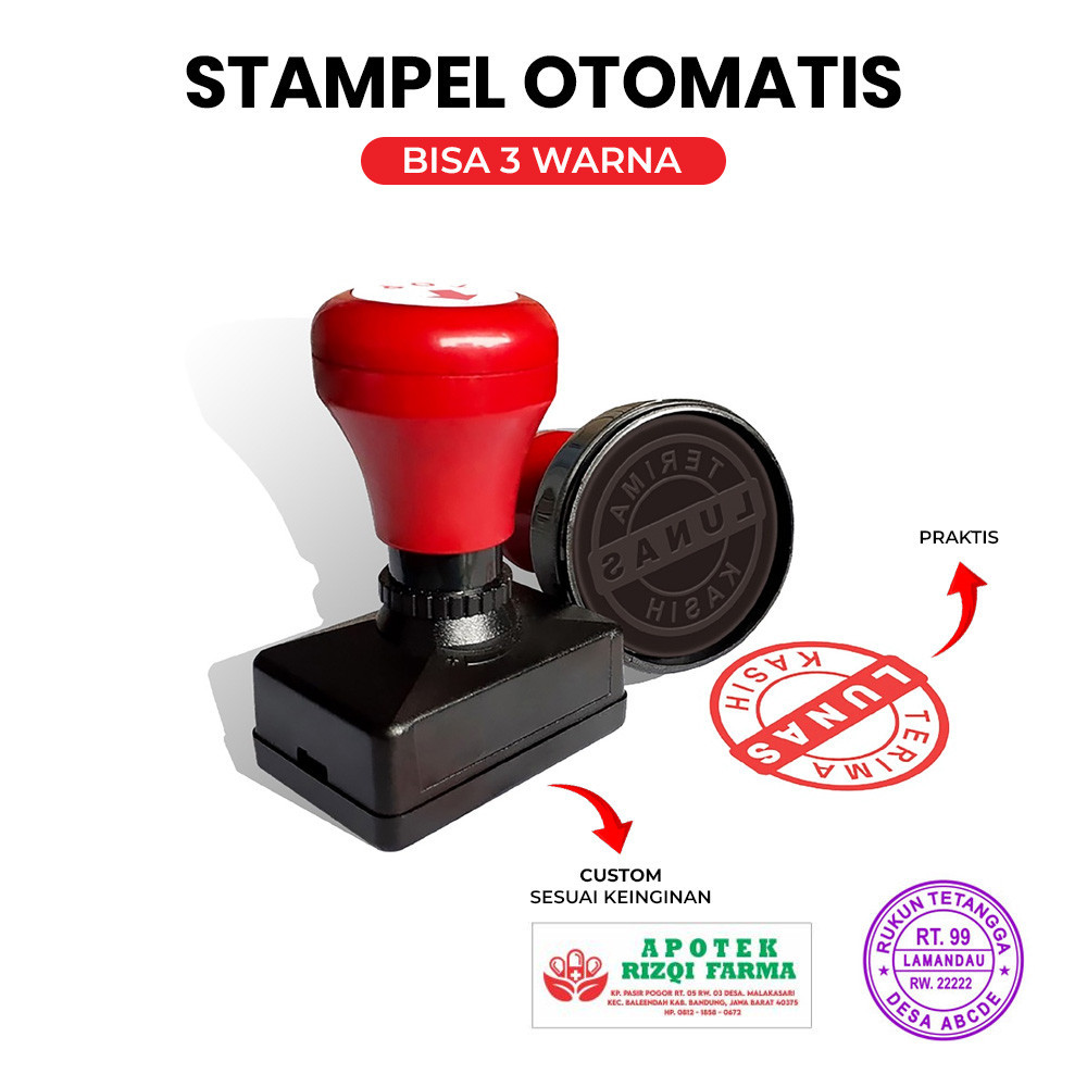 

STAMPEL FLASH OTOMATIS CUSTOM SESUAI KEINGINAN BISA 1 WARNA 2 WARNA 3 WARNA
