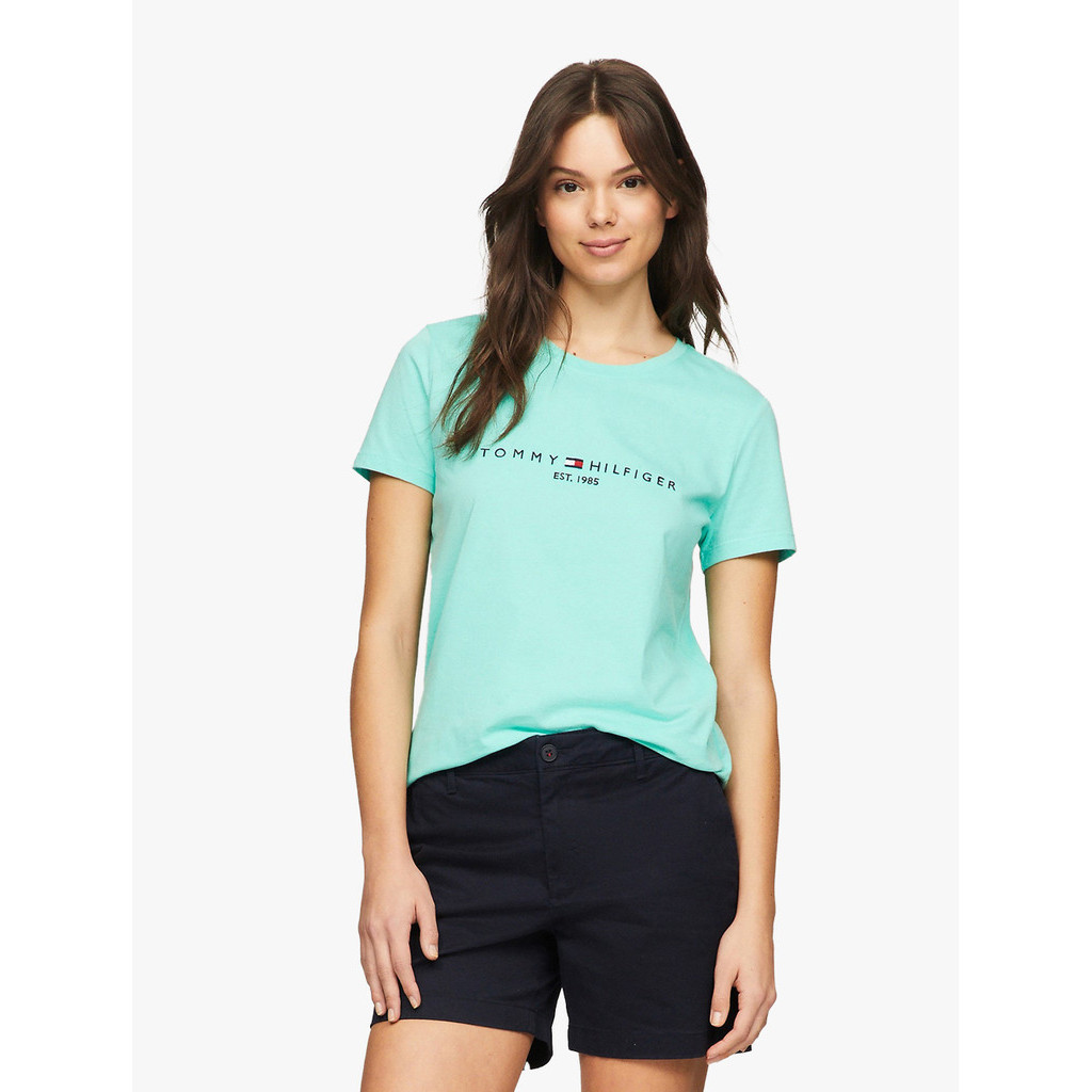TOMMY HILFIGER - Embroidered Tommy Logo T-Shirt - GREEN