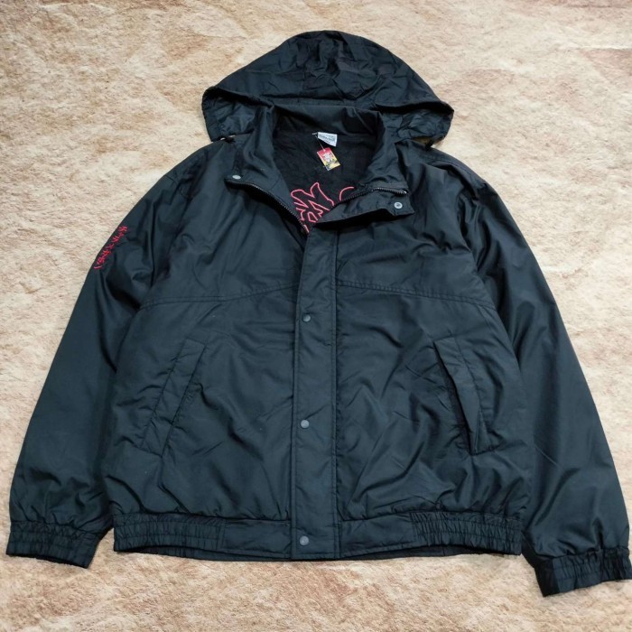 jaket outdoor windbreaker pria PRINTSTAR hitam hidden hoodie bisa di lipat daleman fleece size XL