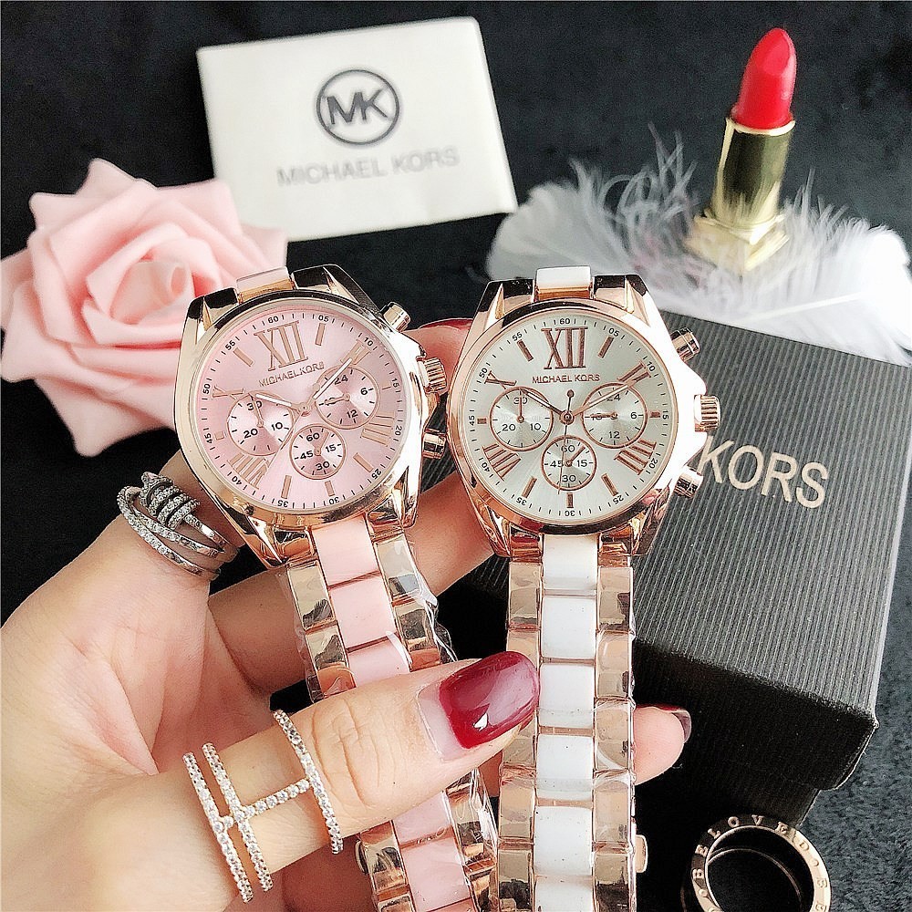 Michael kors jam tangan wanita MK 6184LM Ceramic Strap Jam Tangan Quartz Bisnis Fashion