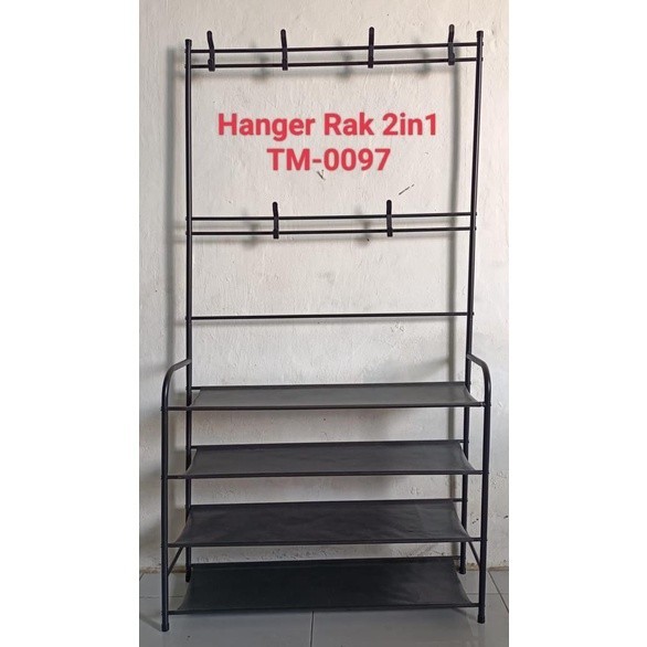 HANGER RAK BAJU TEMPEL 2 IN 1 YM-0097 SERBAGUNA / STAND HANGER SERBAGUNA TEMPEL 2 IN 1 / Plastik Rak