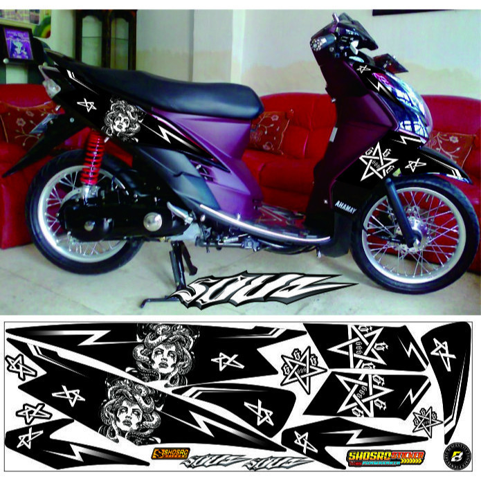 STIKER LIS MEDUSA MOTOR YAMAHA MIO SOUL OLD / MIO SOUL CARBU/STIKER MIO SOUL VARIASI OLD STRIPING ST
