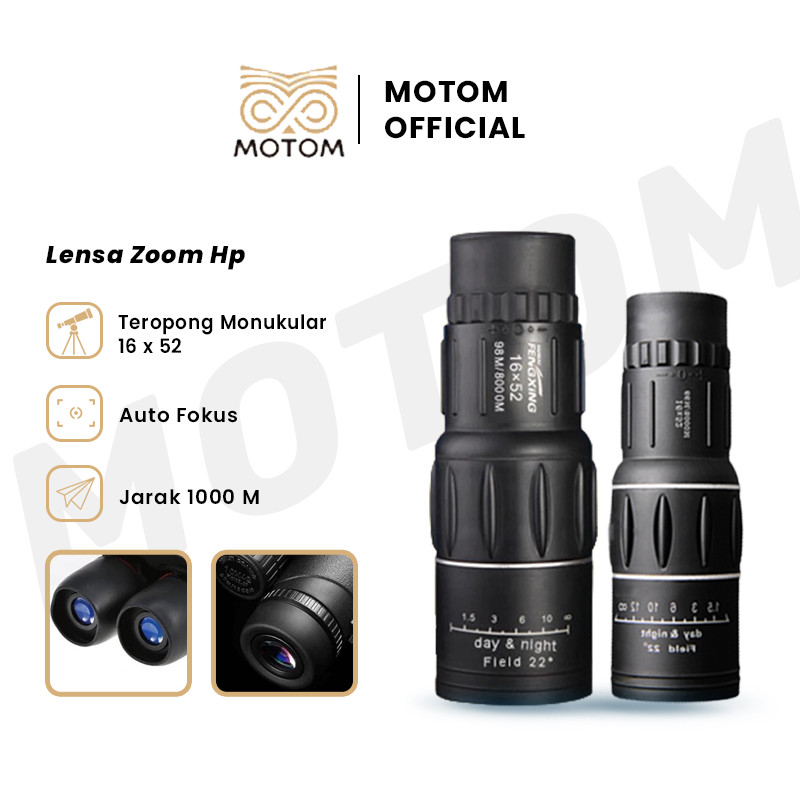 MOTOM Teleskop Lensa Zoom HP Monokular Teropong Jarak Jauh Peralatan Focus