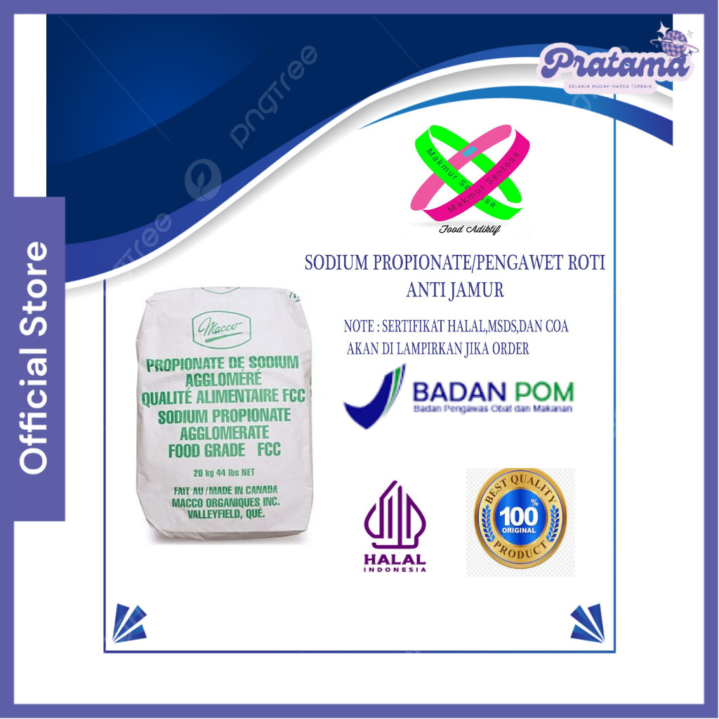 

Calcium Propionate MACCO/ Kalsium Propionat / Pengawet Makanan Anti Tengik Anti Jamur