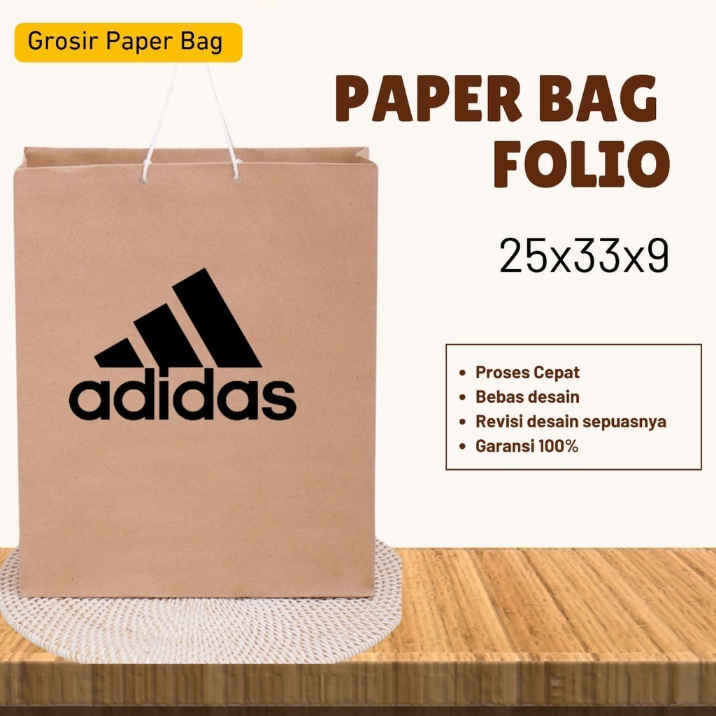 

PAPER BAG CUSTOM SABLON FOLIO 50 / 25cm X 33cm X 9cm / PAPER BAG KADO / TAS KERTAS SOUVENIR