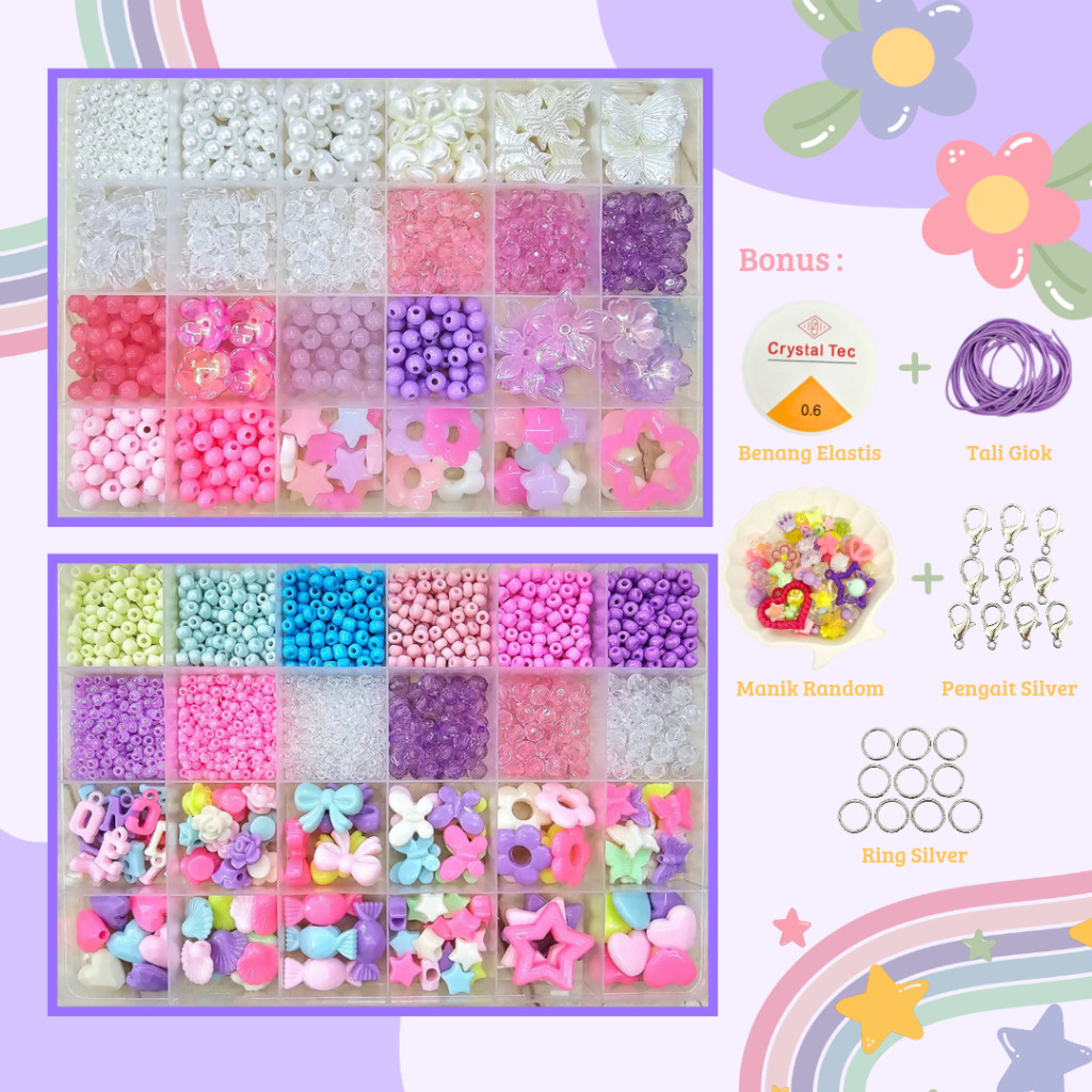MB88 - Diy Pernak Pernik Gelang 1 Box Mute Manik Manik Pasir - Diy Manik Manik Gelang Aesthetic