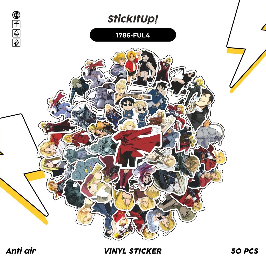 

COD✨ 50 Pcs Stiker FULL METAL ALCHEMIST CHARACTER MIX 04 Lucu Anti Air Untuk Dekorasi Notebook Sepeda Skateboard Handphone DIY