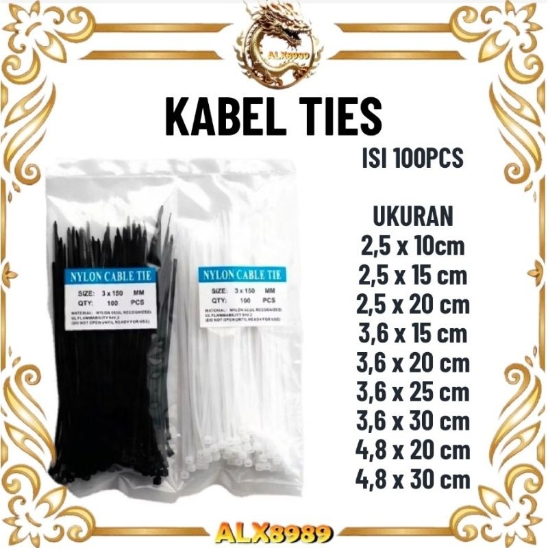

Kabel Ties / Kabel Tie / Cable Tis / Kabel Tis / Nylon Cable Tie ( 2,5mm - 3,6mm - 4,8mm) x 10cm - 15cm - 20cm - 25cm - 30cm Serbaguna Hitam Putih Warna Warni