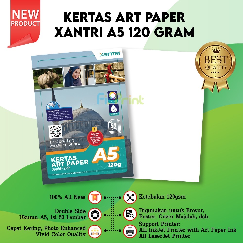 

50 pcs Kertas Art Paper A5 120gsm 120 gsm Print Foto Photo Double Side isi 50 Pcs Kertas Art Karton Cartoon Carton