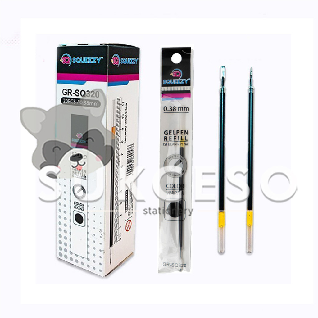 

SQUEEZY Refill Gel Pen Office 0.38mm GR-SQ320 DIJUAL PAK Isi Ulang Pulpen Hitam