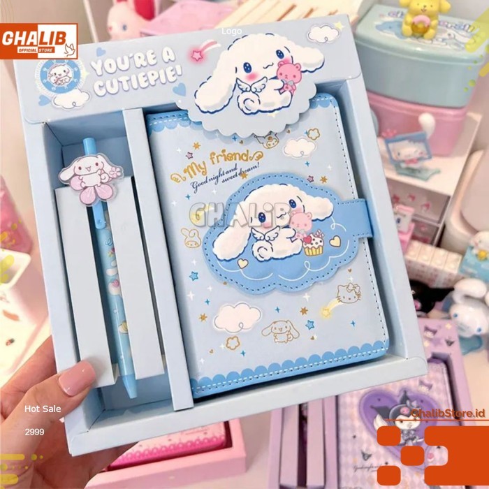 

Notebook Sanrio Magnet Buku Tulis Anak 2 in 1 Gift Set Cute Kuromi Cinnamoroll Box