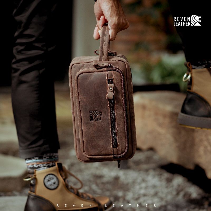REVEN LEATHER - Tas Tangan Clutch Pouch Handbag Pria  Reven Nakula Pouch Kulit Sapi Asli Premium