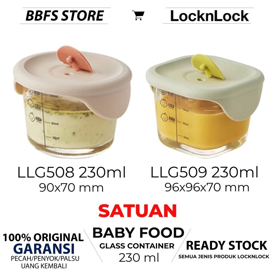 Lock n Lock Baby Food Container MPASI Meal Container 170ml 230ml 260ml 280ml 355ml Oven Glass 1pcs S