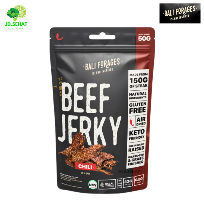 

Beef Jerky BALI FORAGES Dendeng ala Amerika Chili Air Dried Protein