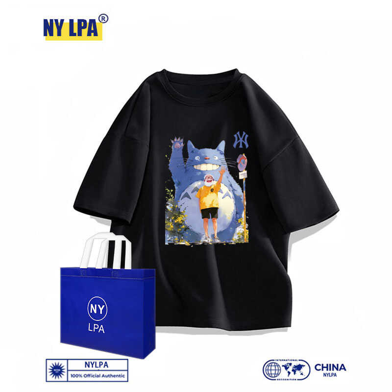 MLB & NY T-shirt tren musim panas katun lengan pendek pria longgar rasa senior Amerika wanita gemuk 
