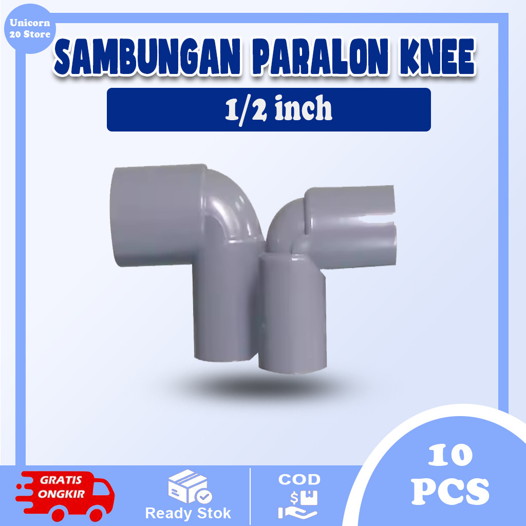 SAMBUNGAN PIPA/PARALON 1/2 INCH 10 PCS KNEE SOCKET KNIE BAHAN PVC BENTUK L SAMBUNGAN PIPA PENGAIRAN 