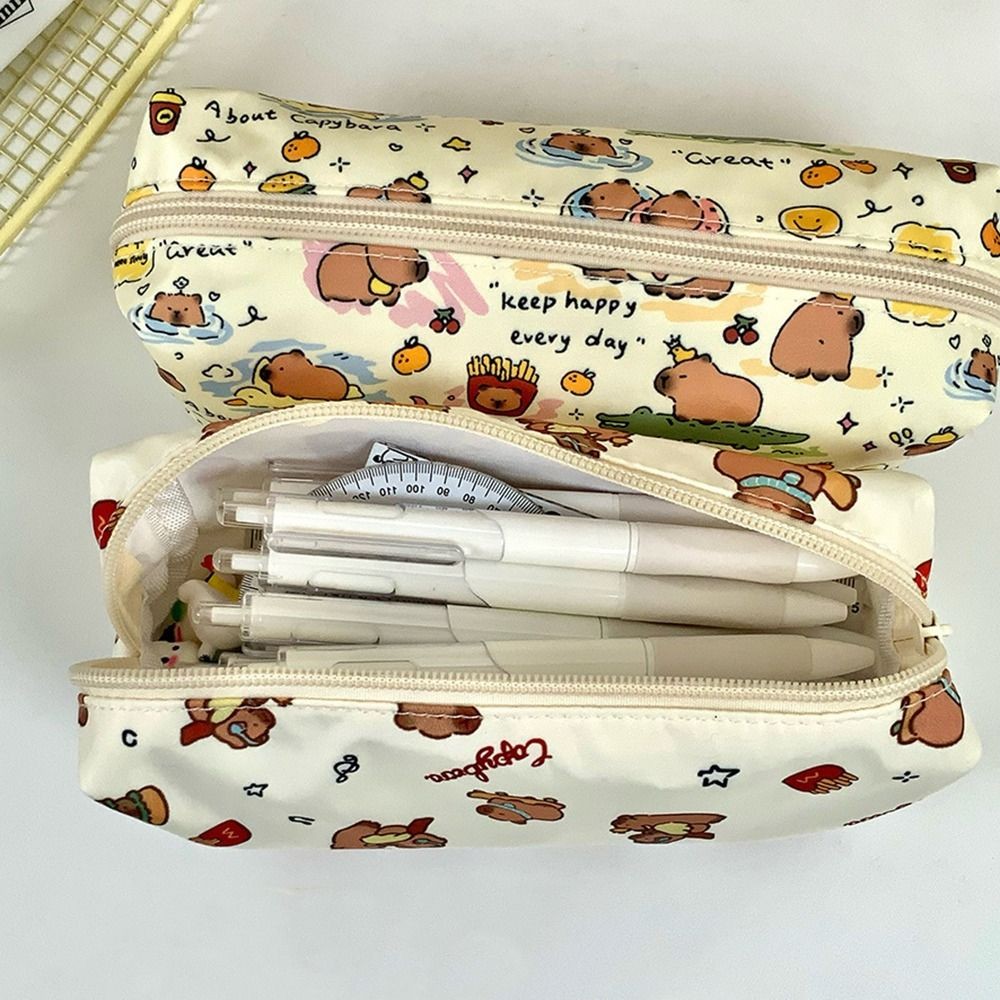 

Multifunctional Pen Bag Cute Large Capacity Capybara Stationery Bag Pen Box Gift