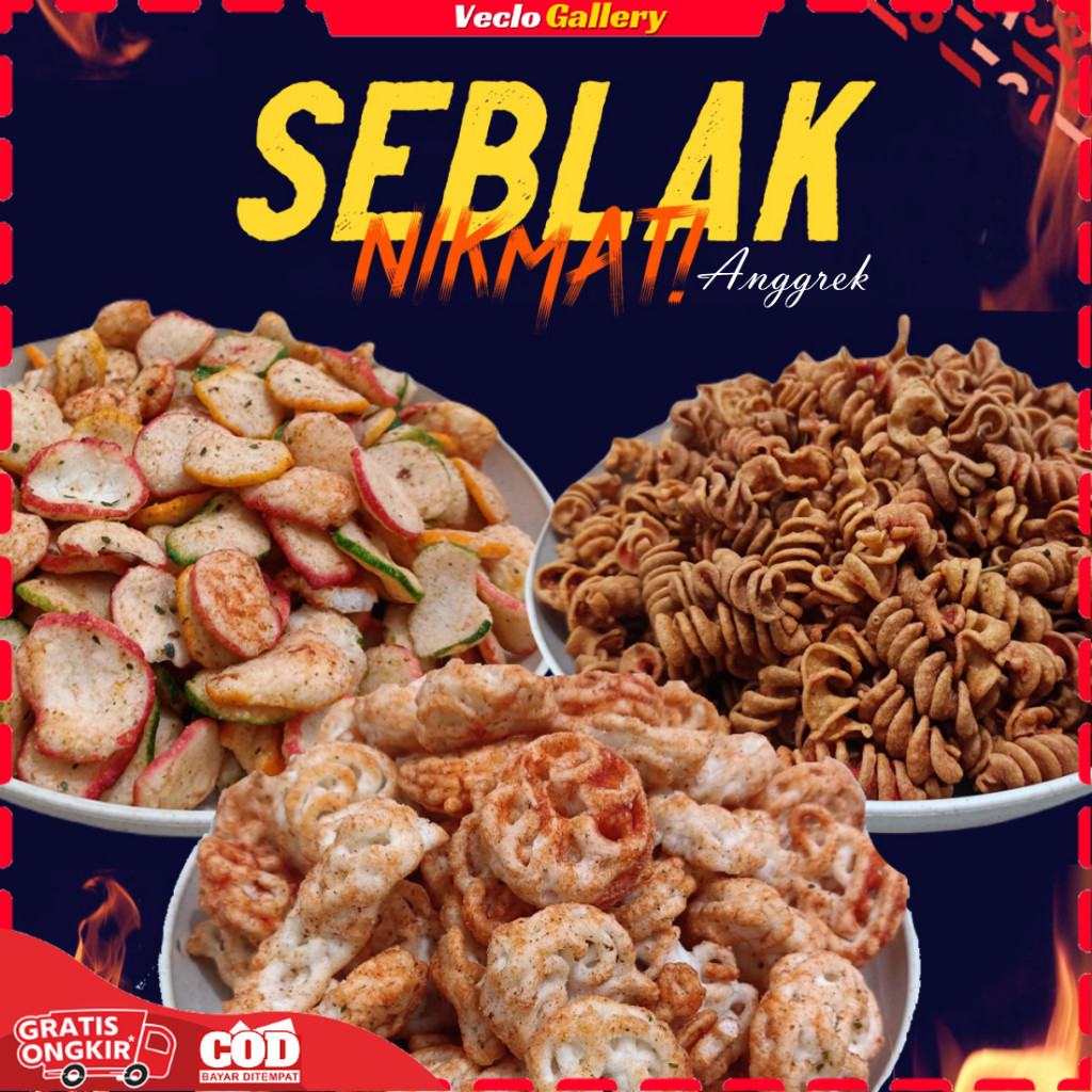 

Seblak Kering Pedas, Renyah, Gurih Seblak Spiral Kerupuk Pedas Camilan Makanan Ringan Halal