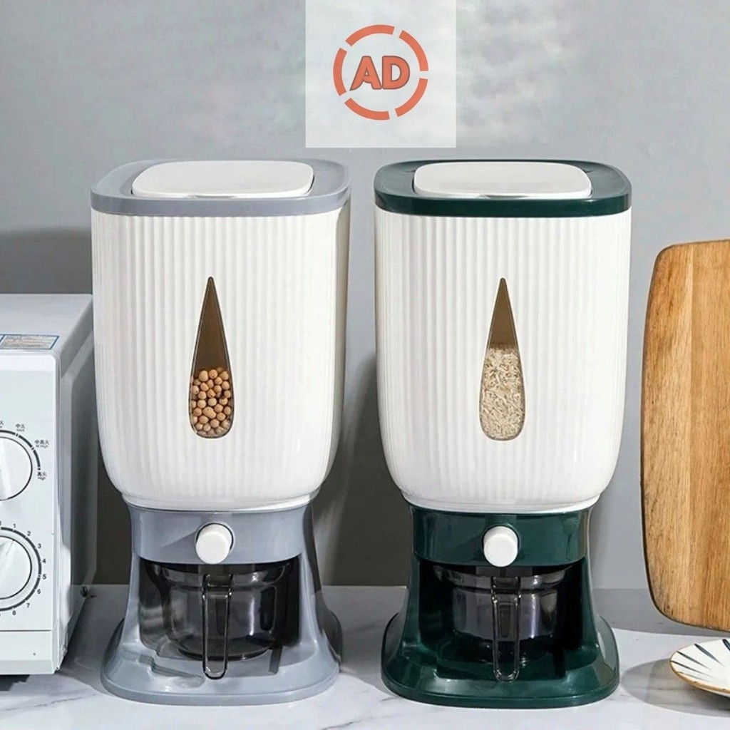 "Rice Box Dispenser 10KG Premium | Food Grade Anti Kutu | Storage Beras Modern Multifungsi"