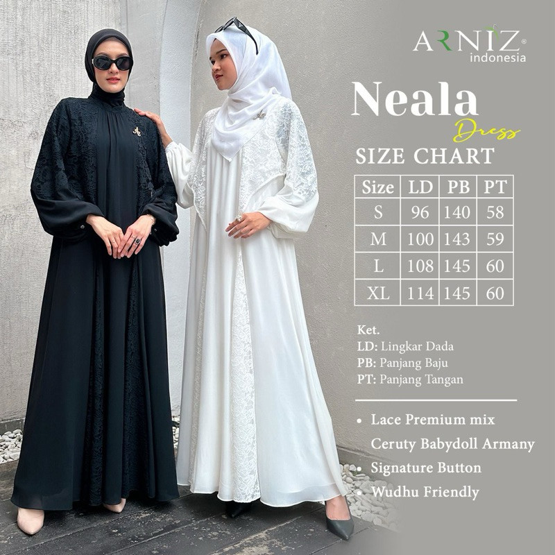 Neala Dress by ARNIZ Collection Gamis Polos Haji umroh Berkualitas