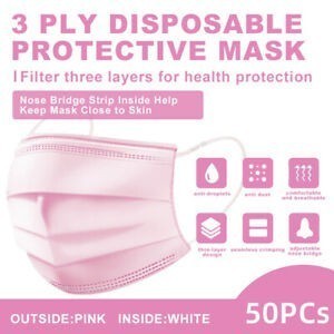 MASKER 3ply EARLOOP  PINK | MASKER 3 PLY PAKAI NONBOX ISI 50PCS - PINK
