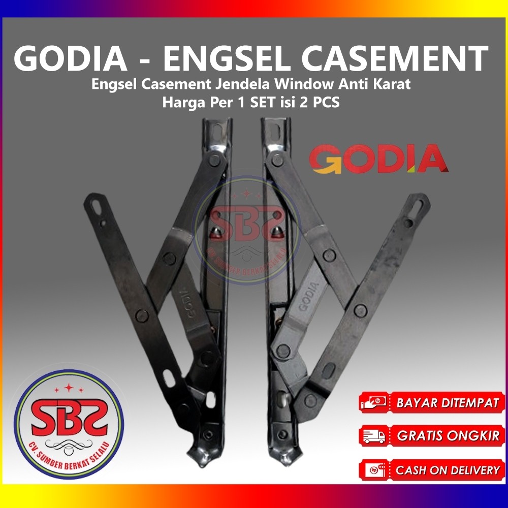 GODIA - ENGSEL CASEMENT - Engsel Jendela Casement Window Kayu Alum 8'' 10" 12" 14" 16'' 18" 20" In