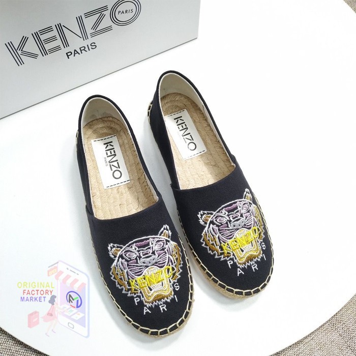 Sepatu K-Z Tiger Espadrilles Flat Black Shoes - Slip On ORIGINAL