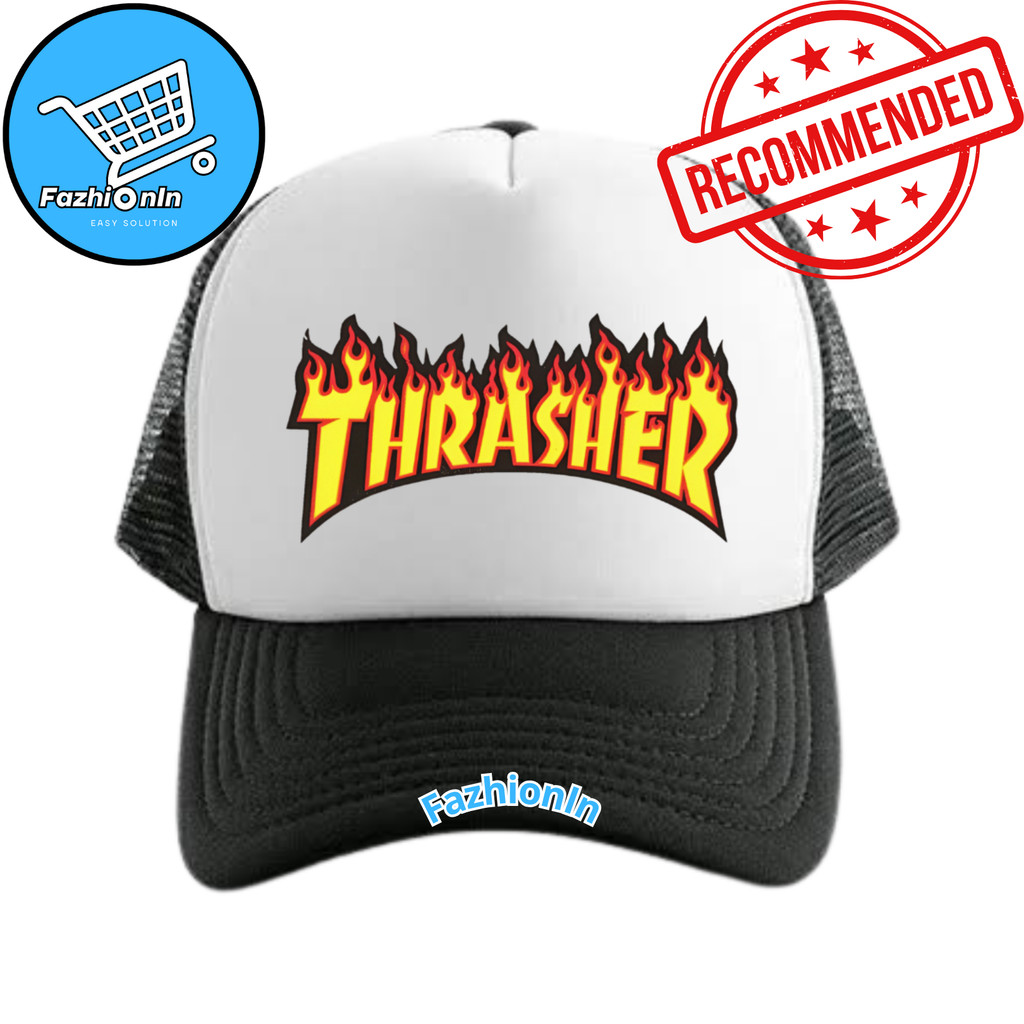 FazhiionIn Topi Trucker THRASHER - Topi Distro THRASHER Logo - Topi TRASHER Premium - Topi Pria Dewa