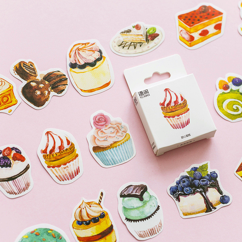 

50pcs Cake Coffee Afternoon Tea Paper Stickers Kawaii Paper Stickers For Water Cup Stationery Diy Scrapbooking Diary Album Decal