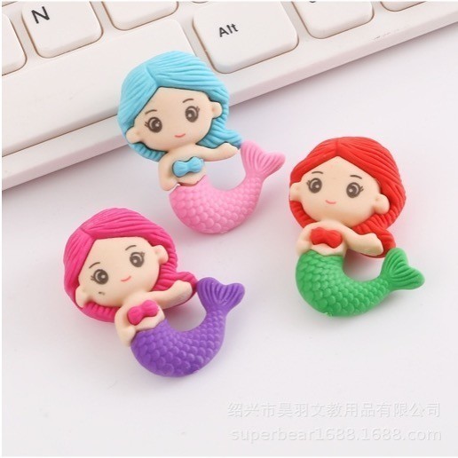 

D3W! (48Pcs - 1box) Penghapus Pensil Karakter Mermaid Ice Cream Donat Rabbit Penghapus Lucu - GG0356