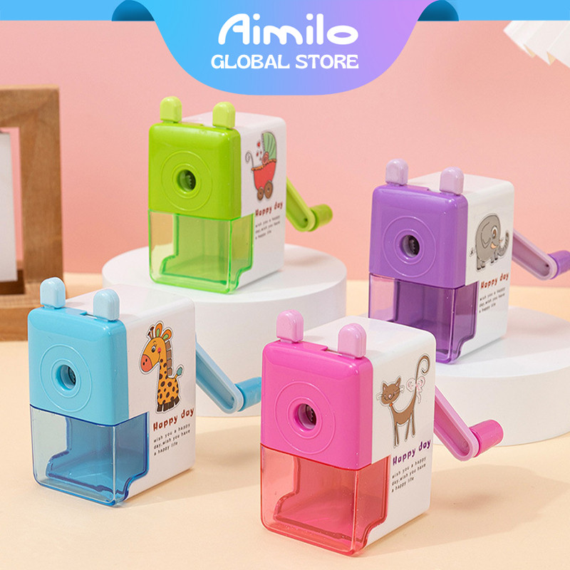 

Alat Tulis Anak / [READY] Aimilo Rautan Serutan Pensil Putar Gaya Kartun Sharpener Rautan Meja 4 Warna