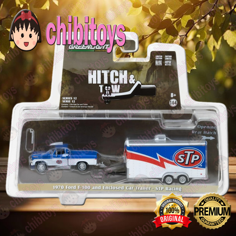 Greenlight Hitch and Tow 1970 Ford F-100 and Enclosed Car Trailer STP Racing Diecast
