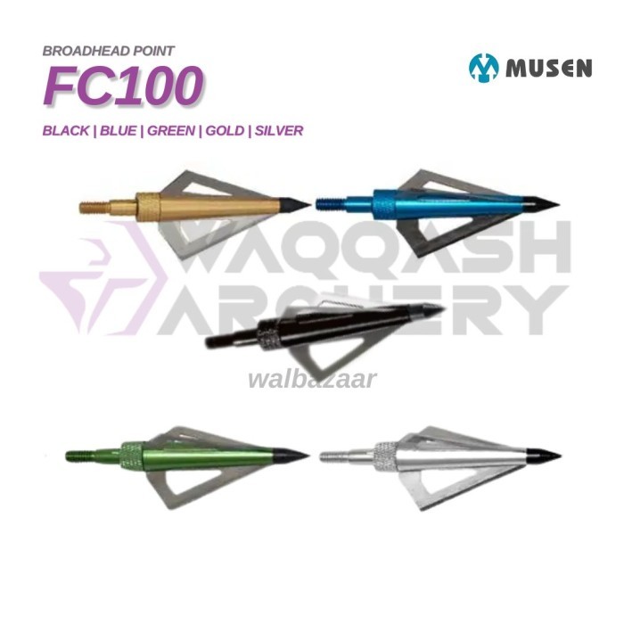MUSEN FC100 3 BLADES BROADHEAD Hunting Point anak Panah untuk Berburu