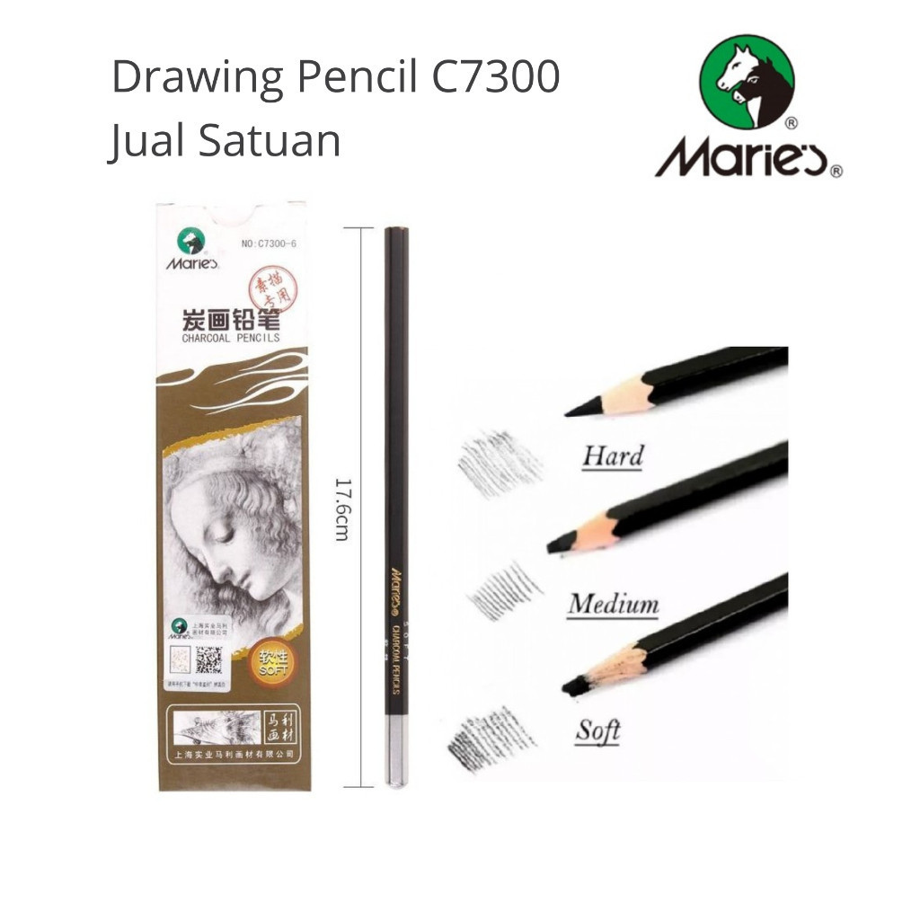 

Maries Charcoal Pencils C7300 Super Soft – Hard / Maries Pensil Charcoal Hitam – Satuan