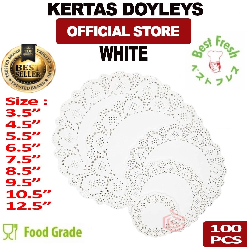 Doilies / Doilies Paper / Doyleys isi 100 pcs Tatakan Kue / Alas Toples Tahan Minyak